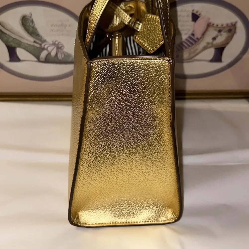 kate spade Thompson Street Metallic Gold Sam  Leather Top Handles Satchel